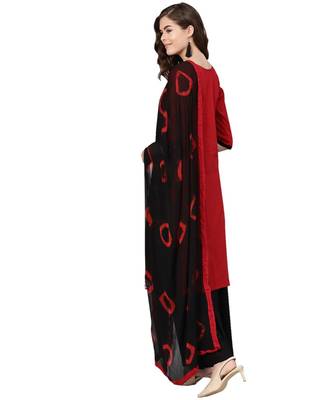 Red printed cotton unstitched salwar 2
