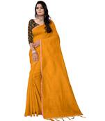 mustard plain cotton saree with blouse