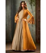 Beige Embroidered Georgette Semi Stitched Salwar With Dupatta