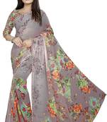 Light chocolate printed georgette saree with blouse