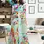 Turquoise printed linen saree with blouse
