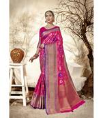 Pink woven jacquard saree with blouse