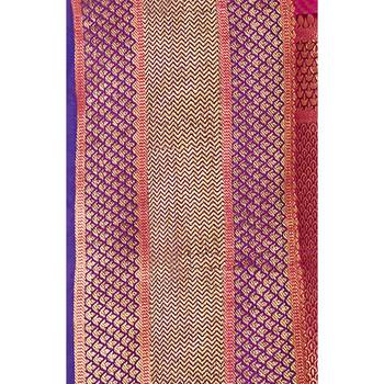 Pink woven jacquard saree with blouse 3