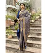 Blue woven jacquard saree with blouse