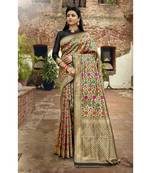 Black woven art silk saree with blouse