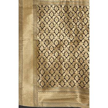 Black woven art silk saree with blouse 3
