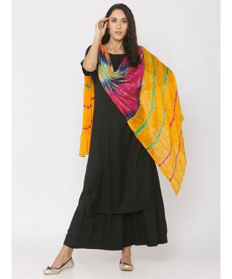 Yellow Base Shibori Dupatta 1