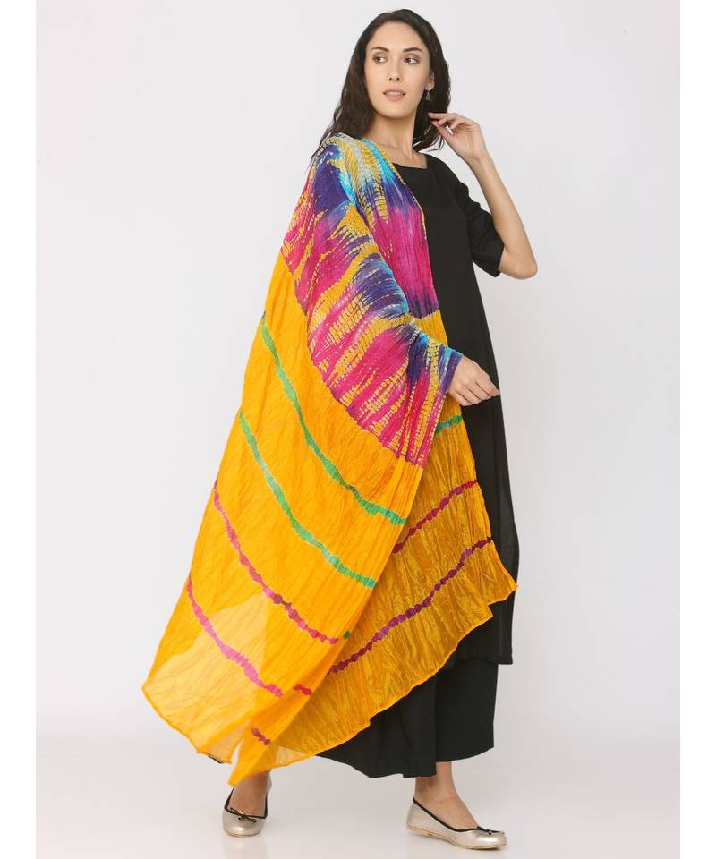 Yellow Base Shibori Dupatta