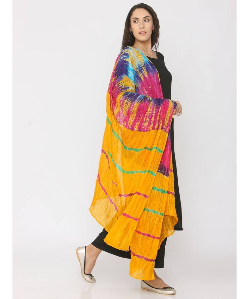 Yellow Base Shibori Dupatta