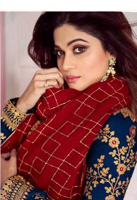 Blue embroidered silk salwar 1
