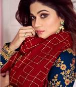 Blue embroidered silk salwar