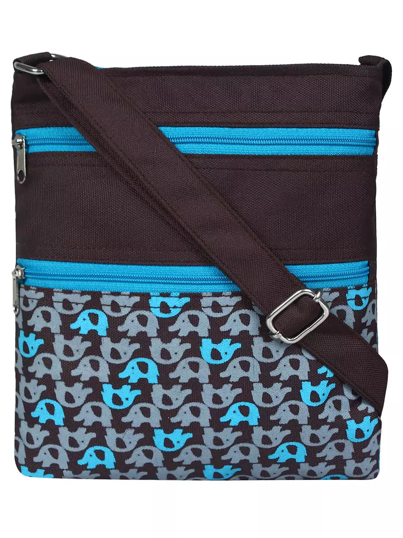 Feral Brown Grey & Blue Synthetic Sling Bag
