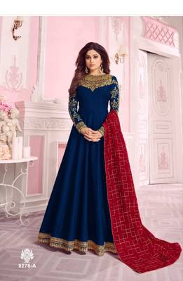 Blue embroidered silk salwar 2