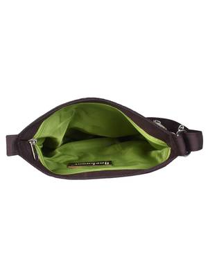 Geomat Brown and Green Synthetic Sling Bag 5