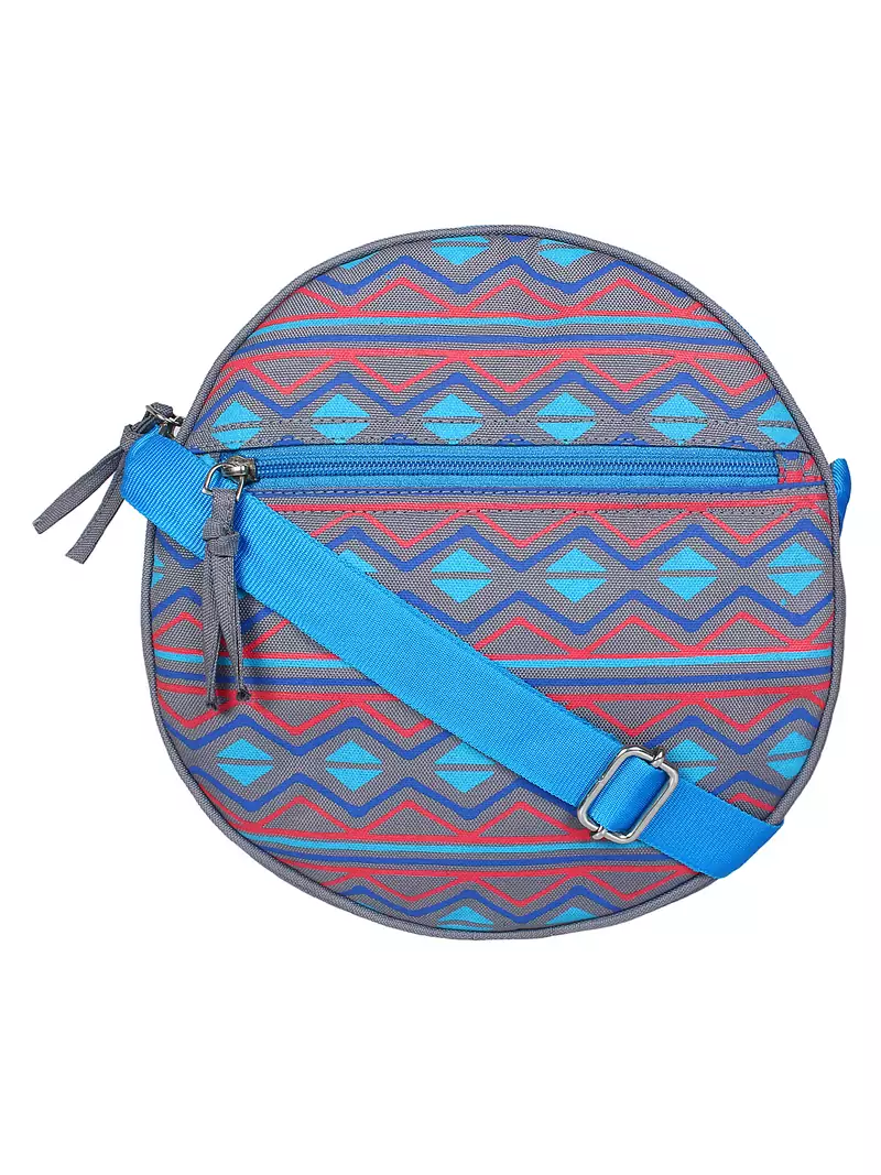 Geomat Grey and Blue Tetron Sling Bag
