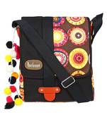 Fancy Black & Multicolour canvas Messenger Bag