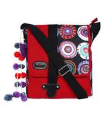 Fancy Red & Black canvas Messenger Bag
