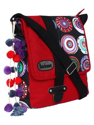 Fancy Red & Black canvas Messenger Bag 2