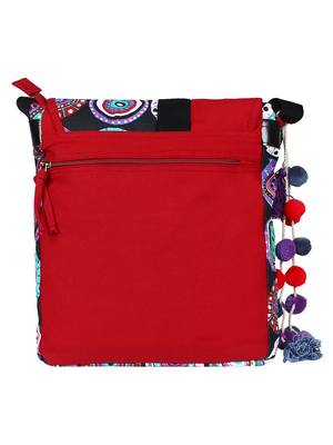Fancy Red & Black canvas Messenger Bag 3