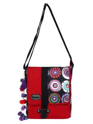Fancy Red & Black canvas Messenger Bag 4