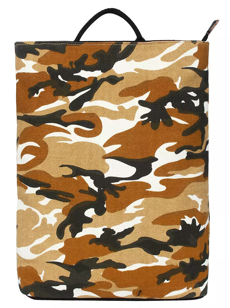 Mini Brown & Multicolour Camouflage Print Canvas Backpack