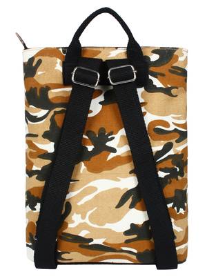 Mini Brown & Multicolour Camouflage Print Canvas Backpack 3