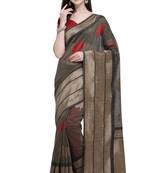 Grey woven linen saree with blouse