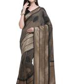Black woven linen saree with blouse