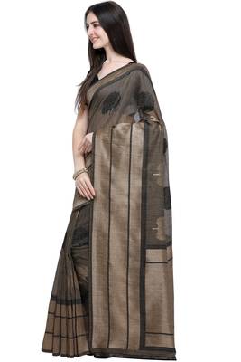 Black woven linen saree with blouse 3