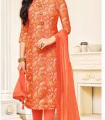 Orange digital print cotton salwar