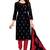 Women's Black & Red Cotton Printed Unstitch Dress Material With Dupatta