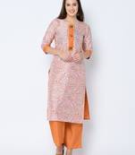 Women's Cream Digital Print Straight Art Silk Kurta