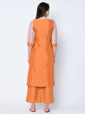 Women's Cream Digital Print Straight Art Silk Kurta 2