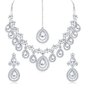 Silver diamond necklace-sets 1