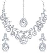 Silver diamond necklace-sets