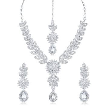 Silver diamond necklace-sets 1