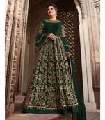 green embroidered SILK semi stitched salwar with dupatta