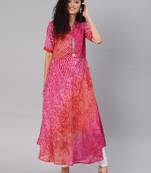 Pink printed chiffon cotton-kurtis