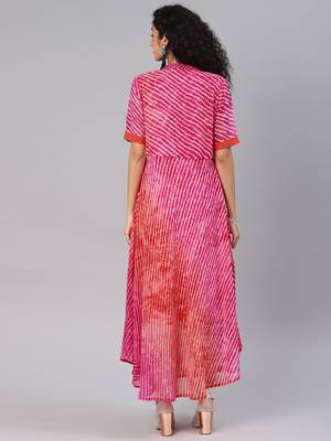 Pink printed chiffon cotton-kurtis 3
