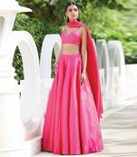 Pink Moti Silk Semi Stitched Lehenga