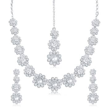 Silver diamond necklace-sets 1