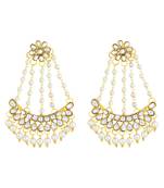 Asmitta Classy White Kundan Gold Plated Dangle Earring For Women