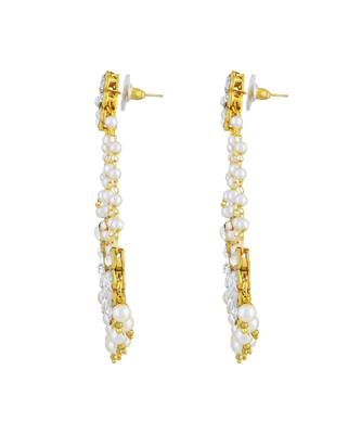 Asmitta Classy White Kundan Gold Plated Dangle Earring For Women 3
