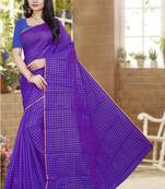 Purple printed poly cotton saree with blouse