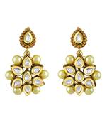 Asmitta Fancy White Kundan Gold Plated Dangle Earring For Women