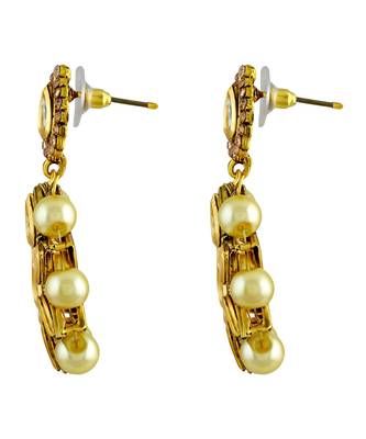 Asmitta Fancy White Kundan Gold Plated Dangle Earring For Women 3