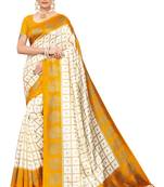 Off white printed bhagalpuri saree with blouse