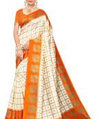 Off white printed bhagalpuri saree with blouse