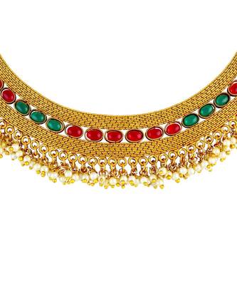 Asmitta Gold Plated Choker Style Necklace Set For Women 4