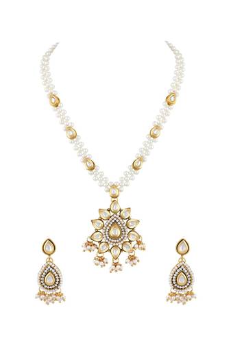 Asmitta Astonishing Gold Plated Matinee Style Necklace Set For Women